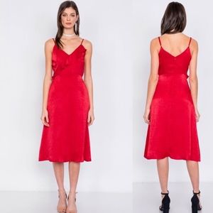 🎉HP🎉 New Satin Flounce Trim A-Line Midi Dress